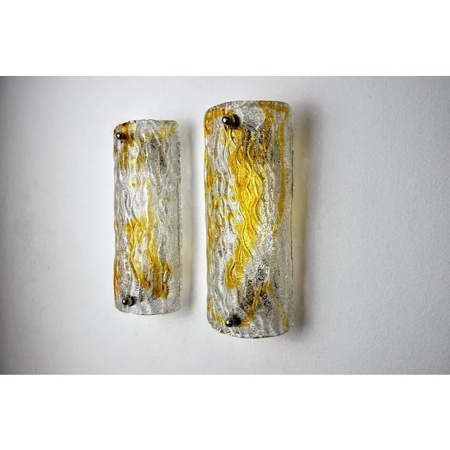 Hollywood Regency Wall Lamps in Orange Murano Blown Glass from Mazzega, Italy, 1960s, Set of 2 For Sale - Image 3 of 8