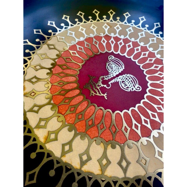 Metal Vintage Couroc Monterey Hollywood Regency Sunburst Charger Plate For Sale - Image 7 of 15