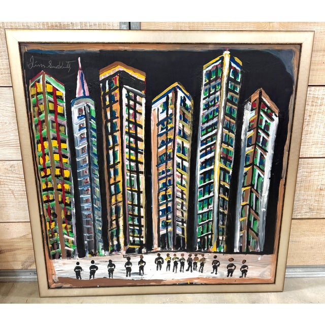 Late 20th Century Jimmy Lee Sudduth, (1910–2007) “Untitled (Evening Cityscape, New Orleans)” For Sale - Image 5 of 18