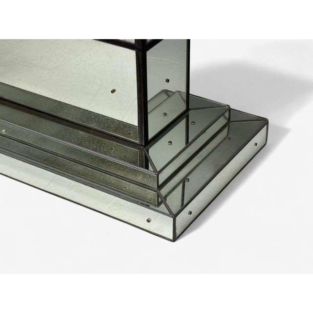 Art Deco Style, Mirrored Console Tables, Painted Wood, Distressed Glass For Sale - Image 14 of 15