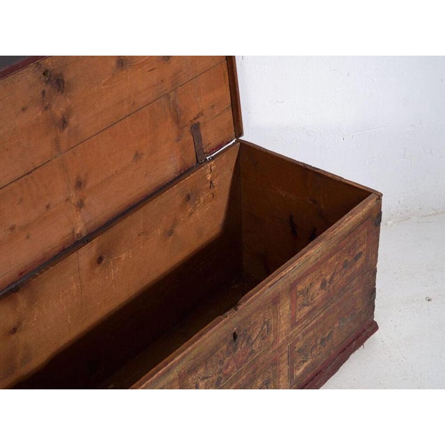 Antique Red Colored Trunk in Wood, 1900s For Sale - Image 5 of 12