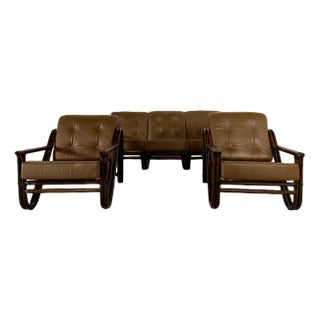 Bamboo Sofa and 2 Armchairs Set, 1970s, Set of 3 For Sale