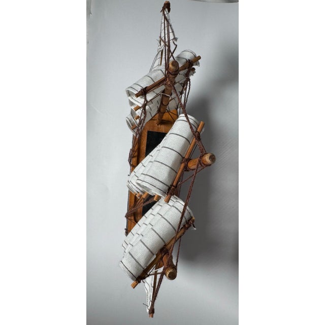 Americana Nautical Wooden Decorative Clipper Tall Ship Model, Black, White & Brown For Sale - Image 10 of 12