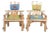 Primitive Adirondack Captain's Chairs - Pair With Woven Geometric Cushions For Sale