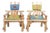Vintage Primitive Adirondack Captain's Chairs - Pair With Woven Geometric Cushions For Sale