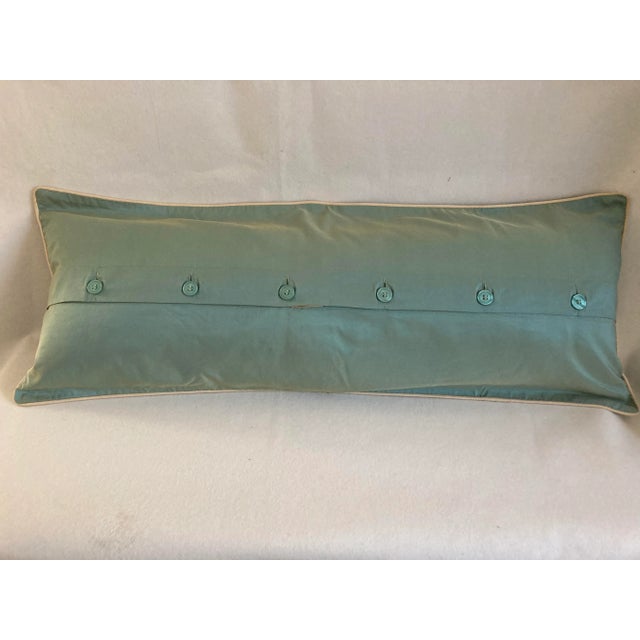 Contemporary Embellished Tropical Botanical Sage Long Lumbar Accent Pillow Cover For Sale In New York - Image 6 of 7