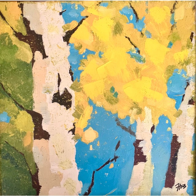 2020s Expressionist Plein Air Painting of Colorado Rockymountain Aspen Trees. For Sale - Image 5 of 5