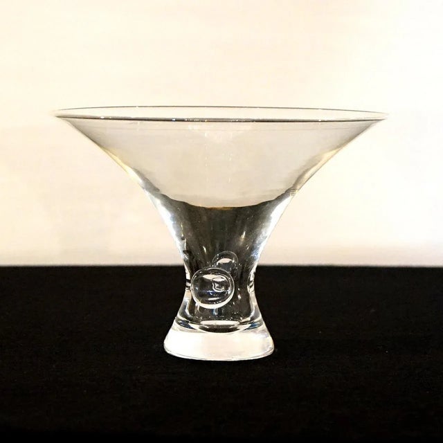 Steuben Glass Mid Century Modern Steuben Art Glass Flared Crystal Bowl with Pinched Base 20th Century For Sale - Image 4 of 8