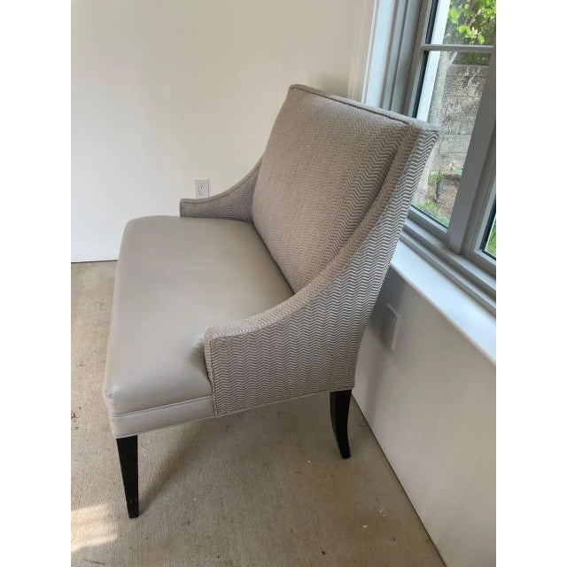 Contemporary Grey/Ivory Leather Herringbone Wool Upholstery Lounge Chair Chairish