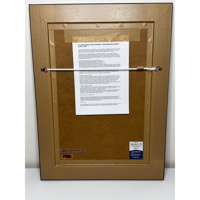 Signed Mid-Century British Surrealist Watercolour Death of Cleopatra Framed For Sale - Image 4 of 12