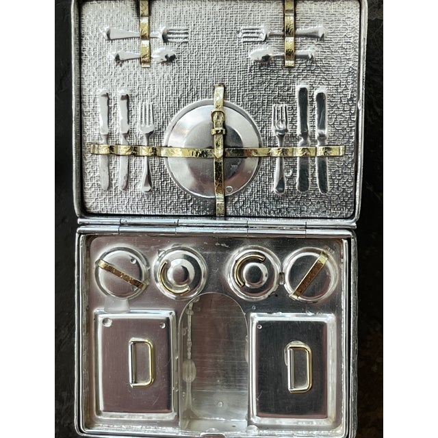 Sterling silver picnic hamper miniature with 18 karat gild accents. Designed by world renowned miniaturists Karel Bartosik...