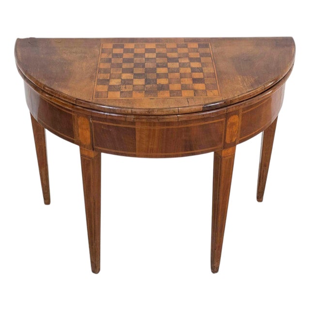 Early 19th Century Walnut Half-Moon Game Table For Sale