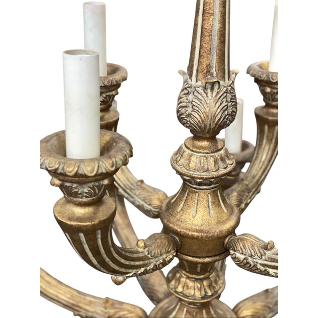 Vintage 12 Light Arm Large Traditional Classic Grand Carved Chandelier For Sale - Image 4 of 8