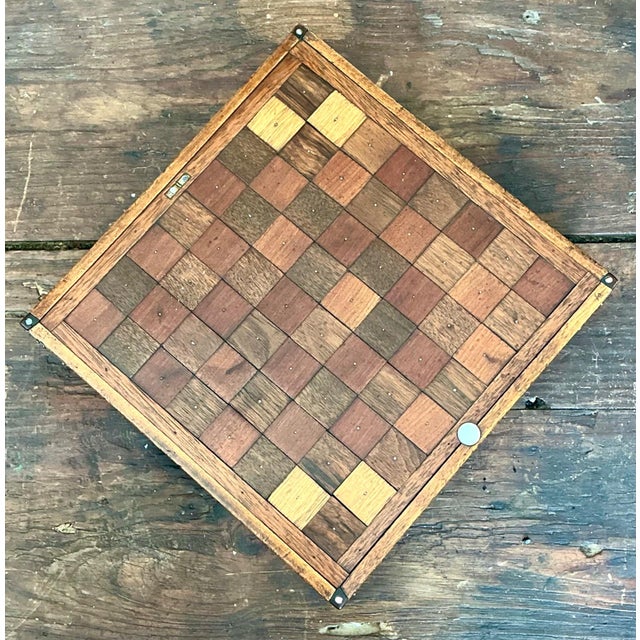 Wood Vintage Wooden Chessboard With Metal Accents For Sale - Image 7 of 18