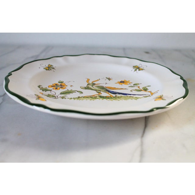 Mid 20th Century Vintage Hand Painted French Varages Floral Bird and Butterfly Plate For Sale - Image 5 of 9