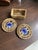 Up for consideration is a beautiful vintage set of blue ceramic crab coasters with wicker edges and basket. This would...