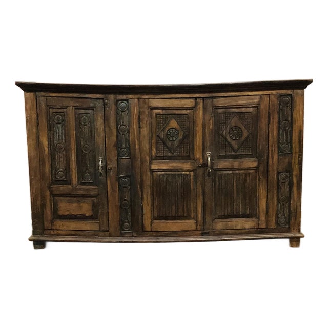 Vintage Hacienda Style Mesquite Sideboard For Sale