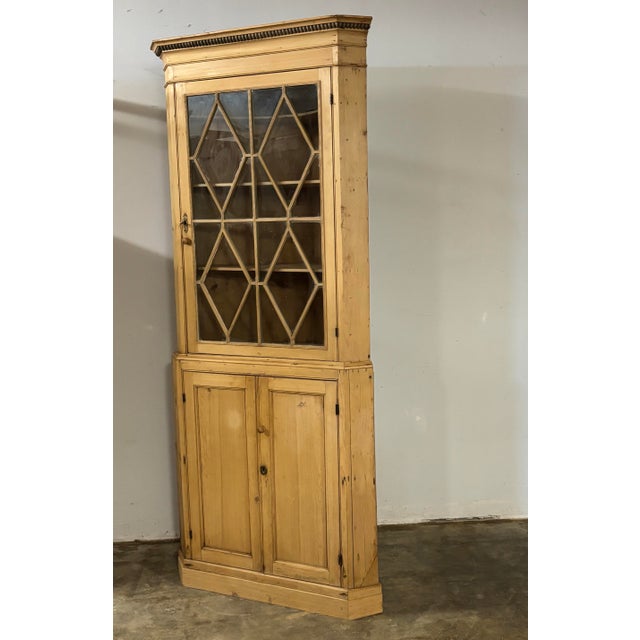 19th Century English Pine Corner Cabinet With Astral Glazed Top For Sale - Image 12 of 12