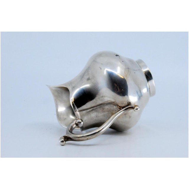Silver Rounded Silver Teapot with Embossed Handle For Sale - Image 8 of 11
