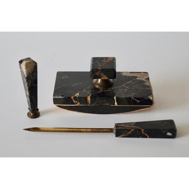 Art Deco Marble Desk Stationary Set by Jakob Maul, Germany, 1920s, Set of 10 For Sale - Image 3 of 16