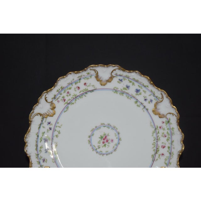 Limoges B and H France Floral Garlands Dinner Plate Brushed Double Gold For Sale - Image 12 of 15