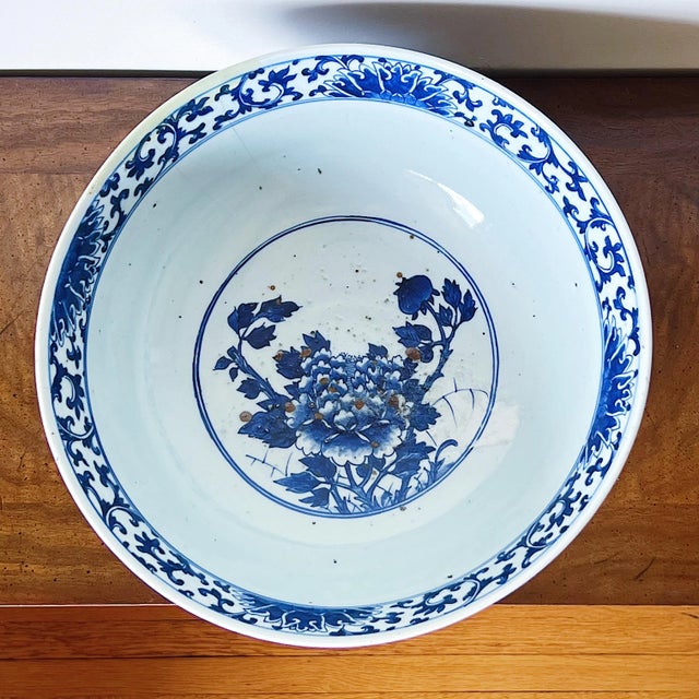 Chinese Late 19th Century Chinese Blue and White Porcelain Bowl Depicting Phoenix and Peonies Flowers For Sale - Image 3 of 10