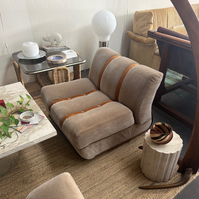 Wood 1970s Italian Bentwood Lounge Chair in Two-Tone Mohair For Sale - Image 7 of 7
