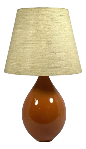 Large Bostlund Gourd Form Ceramic Table Lamp With Original Bostlund Shade