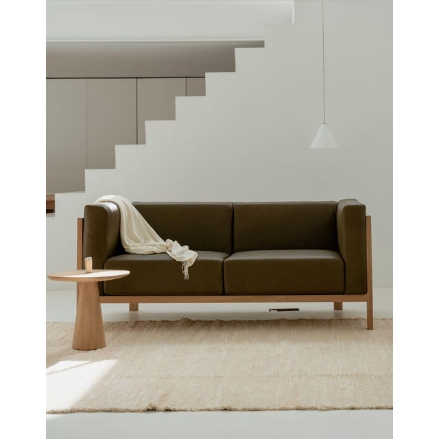 LIFT Minimalist Three-Seater Sofa in Walnut Wood and Bosco Leather Seat by Julien Renault For Sale - Image 12 of 13