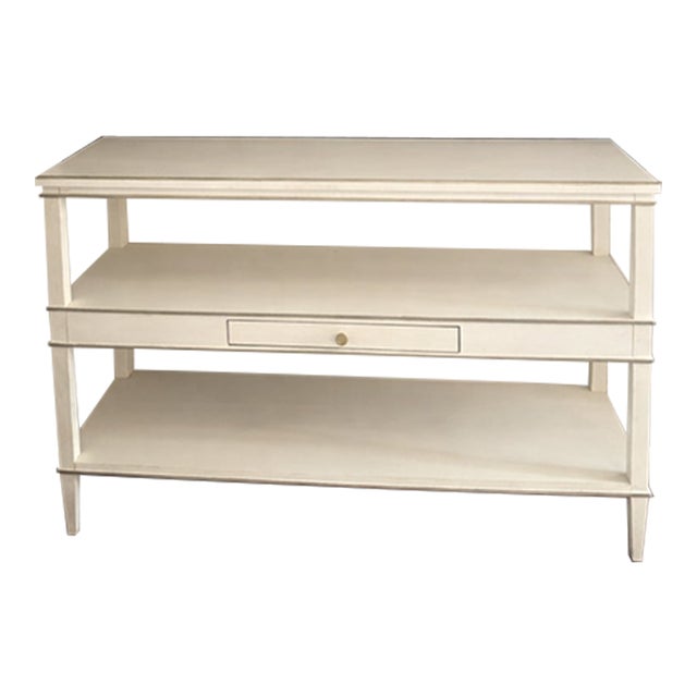 Tiered White Wood Console For Sale