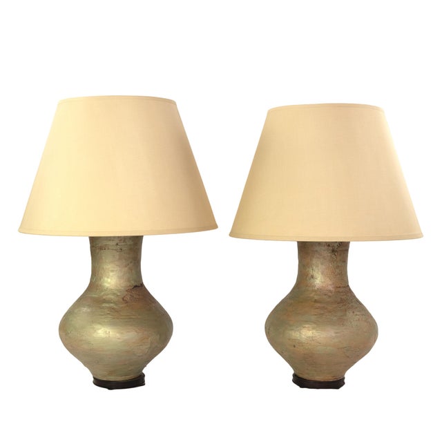 1978 Large Scale Glazed Concrete Ovid Form Table Lamps, American - a Pair For Sale In San Francisco - Image 6 of 6