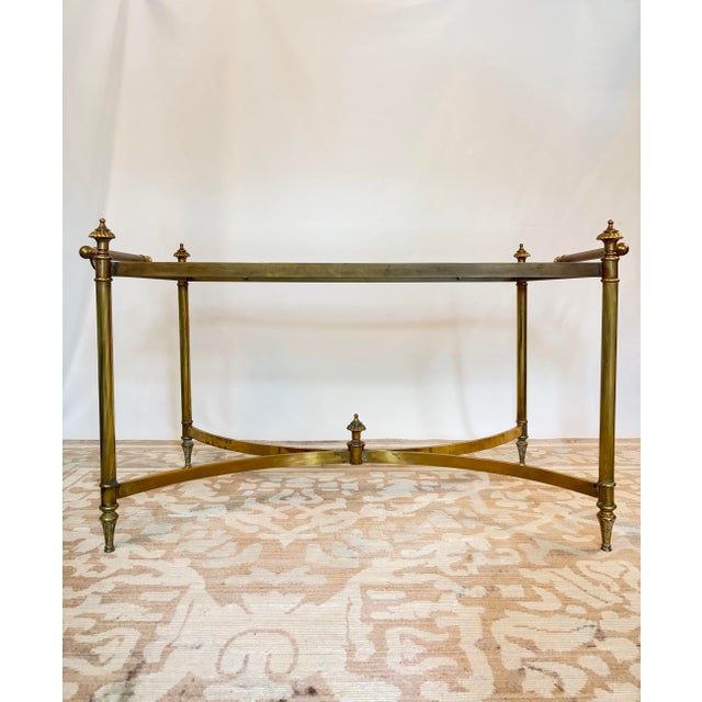 1960s Maison Jansen Style French Neoclassical Brass & Beveled Glass Cocktail Table For Sale - Image 10 of 10