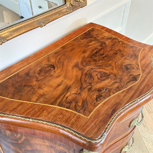 Wood Louis XV Style Semainier Chest | Vintage Lingerie Chest | European-Inspired Statement Piece | Burl Walnut For Sale - Image 7 of 11