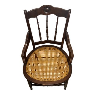 Antique Eastlake Victorian Walnut Cane Seat Chair For Sale