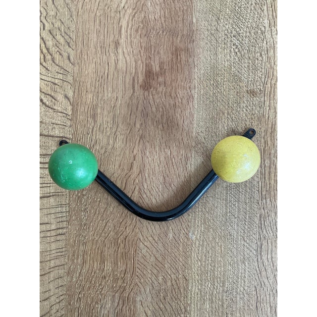 Black 1950s Mid-Century Modern French Sputnik Wall Hook With Green & Yellow Atomic Balls For Sale - Image 8 of 10