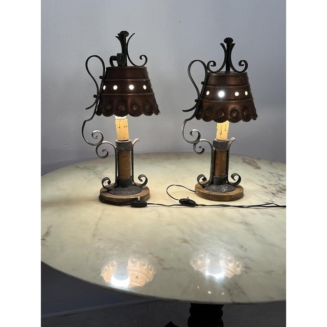Brutalist Italian Table Lamps, 1960s, Set of 2 For Sale - Image 6 of 18
