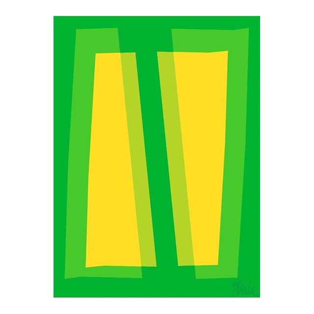 Yellow and Green Transparencies Fine Art Print 32" X 45" by Liz Roache For Sale