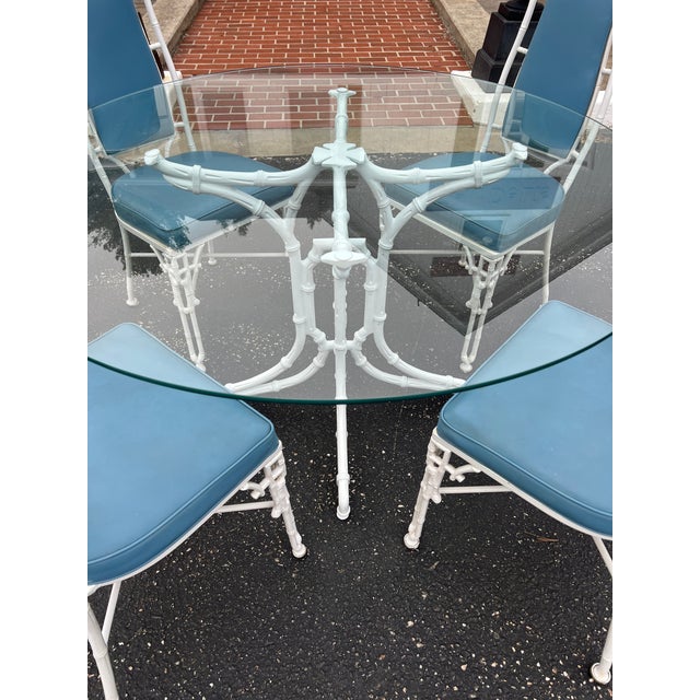 Kessler Industries White Chinese Chippendale Bamboo Patio Set by Kessler For Sale - Image 4 of 18