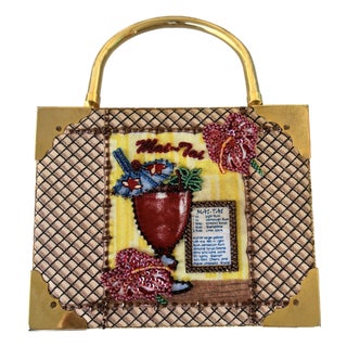 Vintage Cigar Box Purse Beaded Mai Tai For Sale