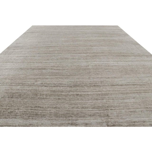 2010s Rug & Kilim’s Oversized Textural Rug in Solid Beige and Taupe Tones Striae For Sale - Image 5 of 7