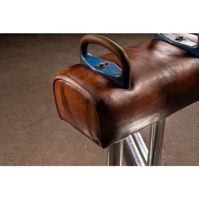 Metal Vintage Leather Pommel Horse by Nissen For Sale - Image 7 of 8
