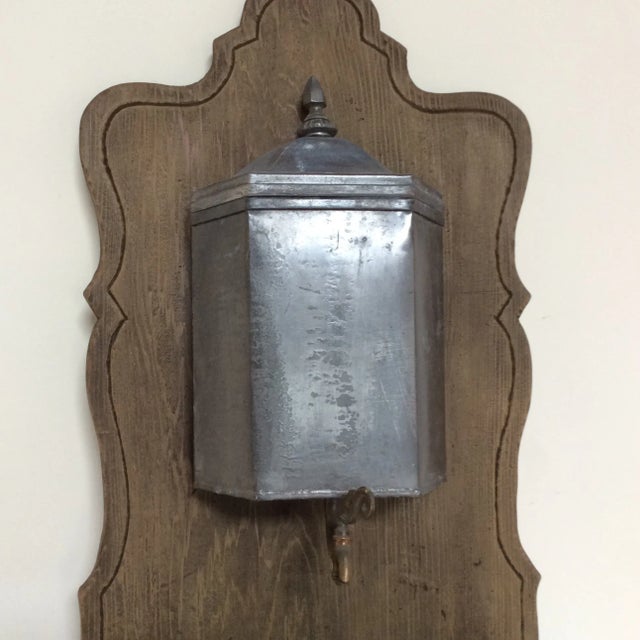 Rustic Antique Mounted Pewter Lavabo For Sale - Image 3 of 8