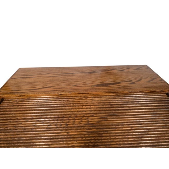 Traditional Late 20th Century Winners Only Solid Oak Roll Top Executive Desk With Keys For Sale - Image 3 of 11