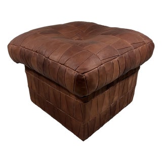 Patchwork Leather Ottoman with Storage Space, 1970s For Sale