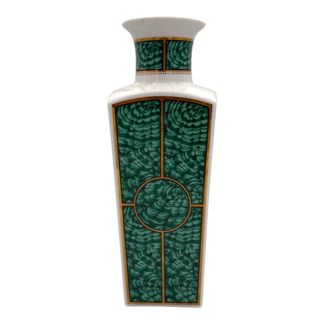 Vintage Porcelain George Briard Faux Malachite Vase For Sale