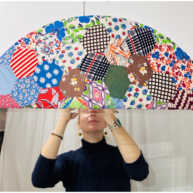 1970s Custom Made Antique Quilt Mirror For Sale - Image 5 of 7