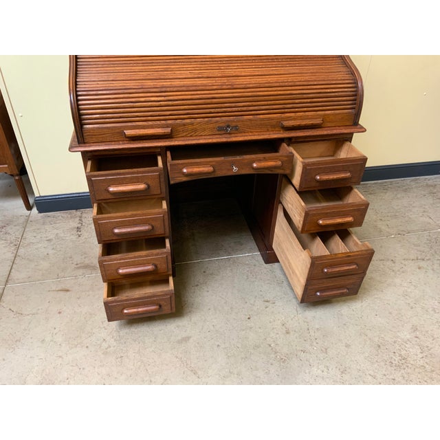 Desk in Oak, 1920s For Sale - Image 6 of 13