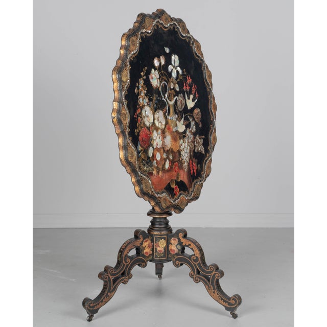 19th Century 19th Century Napoleon III Lacquered Tilt-Top Table For Sale - Image 5 of 17