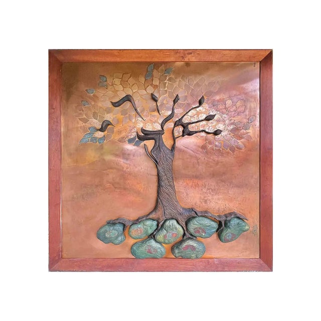 Vintage Tree of Life Sculptural Wall Relief For Sale - Image 4 of 8