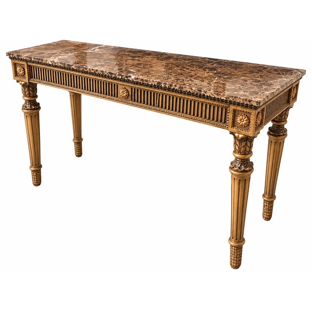 Elevate your interior with a 20th-century American Neoclassical-inspired console table, a testament to the enduring allure...